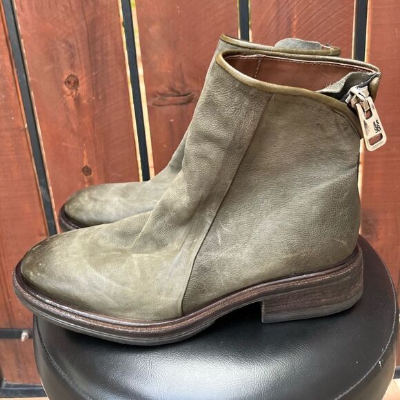 A.S.98 Fleetwood Zipper Leather Ankle Booties Green size 41EU - Picture 4 of 8